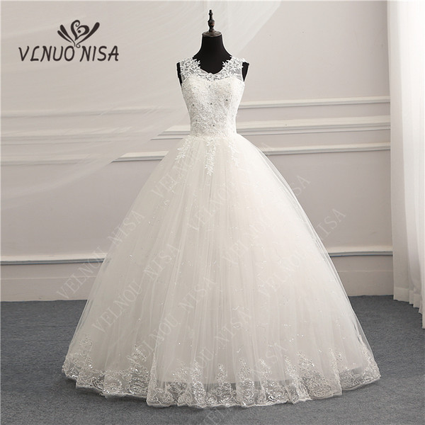 Wedding Reception Dress for the Bride Beautiful V Neck Korean Vintage Lace Appliques Ball Gown Wedding