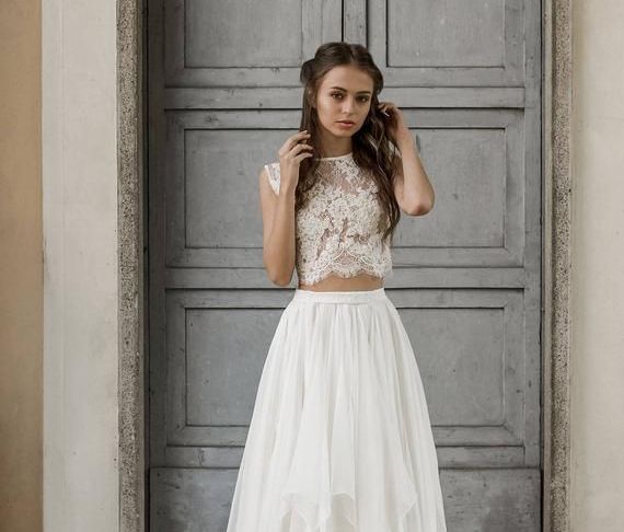 Wedding Skirt Separates Unique Silk and Lace Wedding Separates Bridal Separates 2 Piece