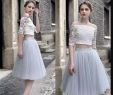 Where Can I Buy Tulle Fresh 2018 Lace Tulle Silver Two Pieces Prom Party Dresses Bateau Neck Illusion Half Sleeves Girls Home Ing Graduation Gown