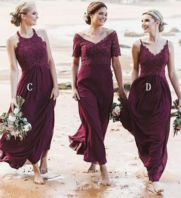 Lace Chiffon Mismatched Styles Formal Long A Line Bridesmaid Dresses MD307 1 1024x1024