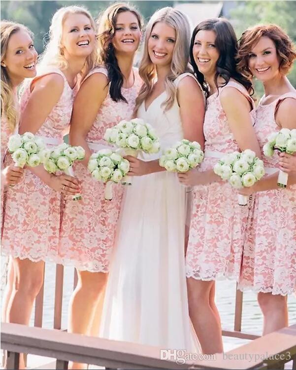 Where to Buy Mismatched Bridesmaid Dresses Luxury Lovely Pink Short Bridesmaid Dresses for Juniors A Line Knee Length Lace Appliques with Sash Junior Maid Of Honor Gowns Home Ing Dress