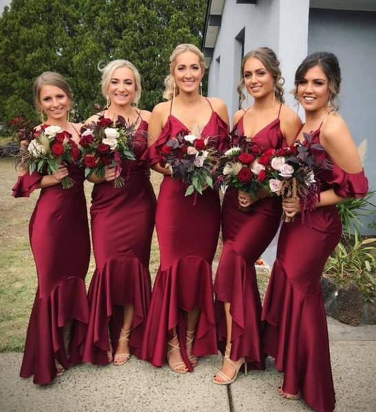 Where to Sell Bridesmaid Dresses Lovely Burgundy Mermaid Bridesmaids Dresses Halter and Spaghetti Straps Sleeveless Maid Honor Dress Country Style Bridesmaid Party Guest Gowns Bridesmaid