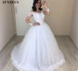 White and Champagne Wedding Dress New Sheer Long Sleeves Wedding Gowns 2019 New Arrival Ball Gown Bridal Dresses Puffy Tulle Appliques Marrige Dress Vestidos De Noivas Celebrity Wedding