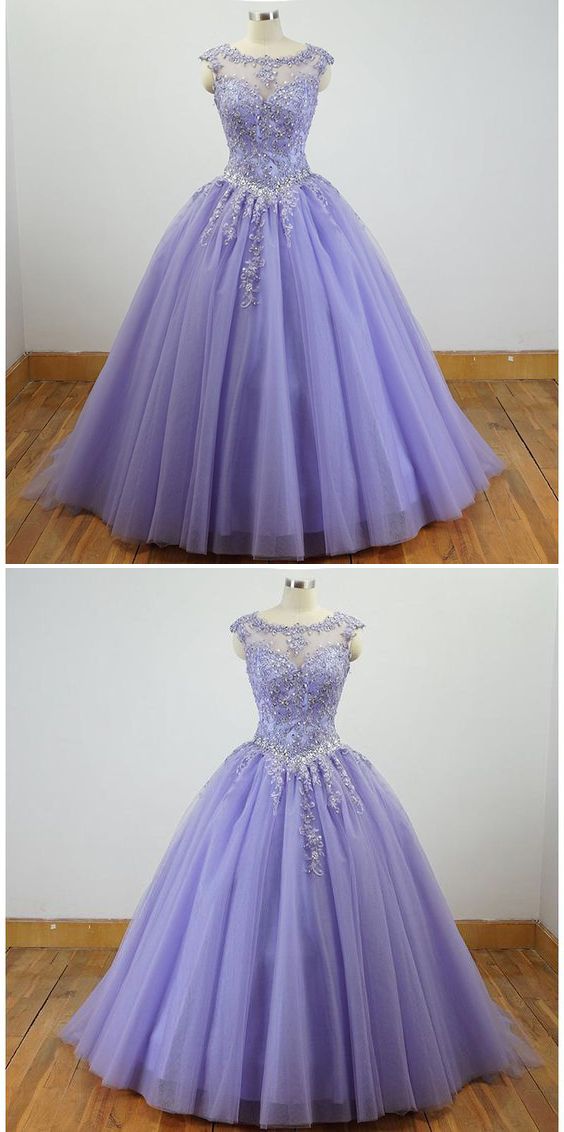 White Ball Gowns for Debutante Elegant Gorgeous Cap Sleeves Lavender Ball Gown Quinceanera Dresses