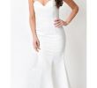 White Mermaid Gown Awesome F White Strapless Satin Sweetheart Fitted Long Mermaid