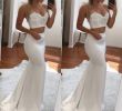 White Mermaid Gown New Cheap White Two Pieces 2019 Prom Dress Appliques Long Mermaid evening Gowns Floor Length Sweetheart Neckline Robes De soirée formal Dresses for Women