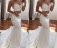 White Mermaid Gown New Cheap White Two Pieces 2019 Prom Dress Appliques Long Mermaid evening Gowns Floor Length Sweetheart Neckline Robes De soirée formal Dresses for Women
