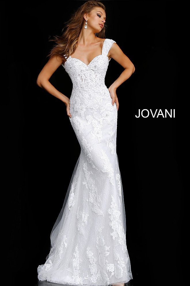 jovani jb cap sleeve mermaid wedding dress 03 688
