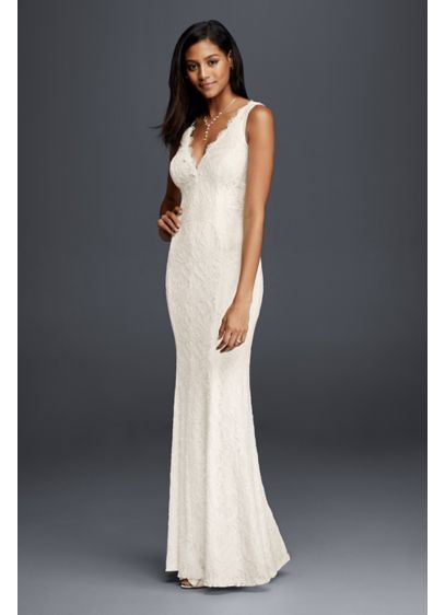 White Sheath Wedding Dress Inspirational Allover Lace V Neck Sheath Wedding Dress Style Db
