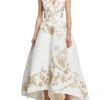 White Silk Gown Beautiful Oscar De La Renta Embroidered Silk Faille High Low Gown