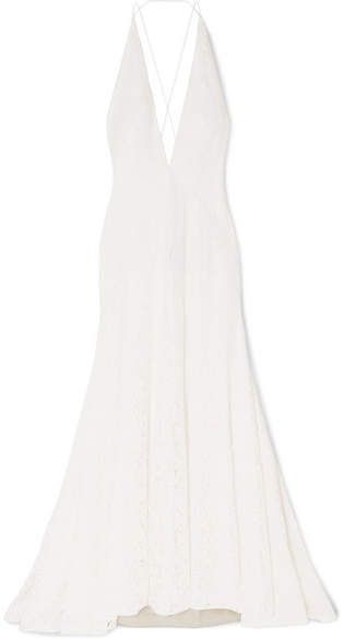 White Silk Gown Unique Michael Lo sordo Alexandra Silk Guipure Lace Gown Ivory