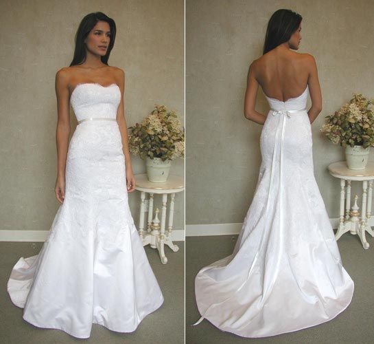 White Silk Wedding Dress Beautiful White Silk Duchess Satin Trumpet Bridal Gown Strapless