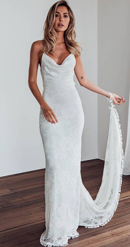 White Slip Wedding Dress Inspirational Simply Elegant Mermaid White Lace Long Wedding Dress with
