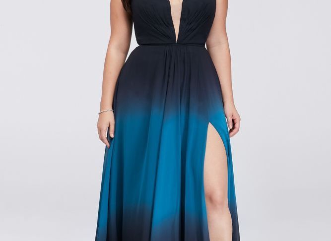 Windsor Plus Size Dresses New Ombre Chiffon Halter A Line Plus Size Gown In 2019
