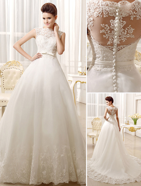 Womens Wedding Dresses Awesome Ivory Sash Bows Lace A Line Wedding Dress for Women Ivory