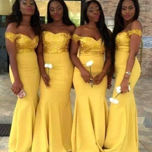 Yellow Wedding Dresses Bridesmaids Best Of Modest Charming Yellow Bridesmaid Dresses Cap Sleeves Lace Applique Mermaid Satin Maid Honor Dress Y African Prom Party Gowns Beach Wedding